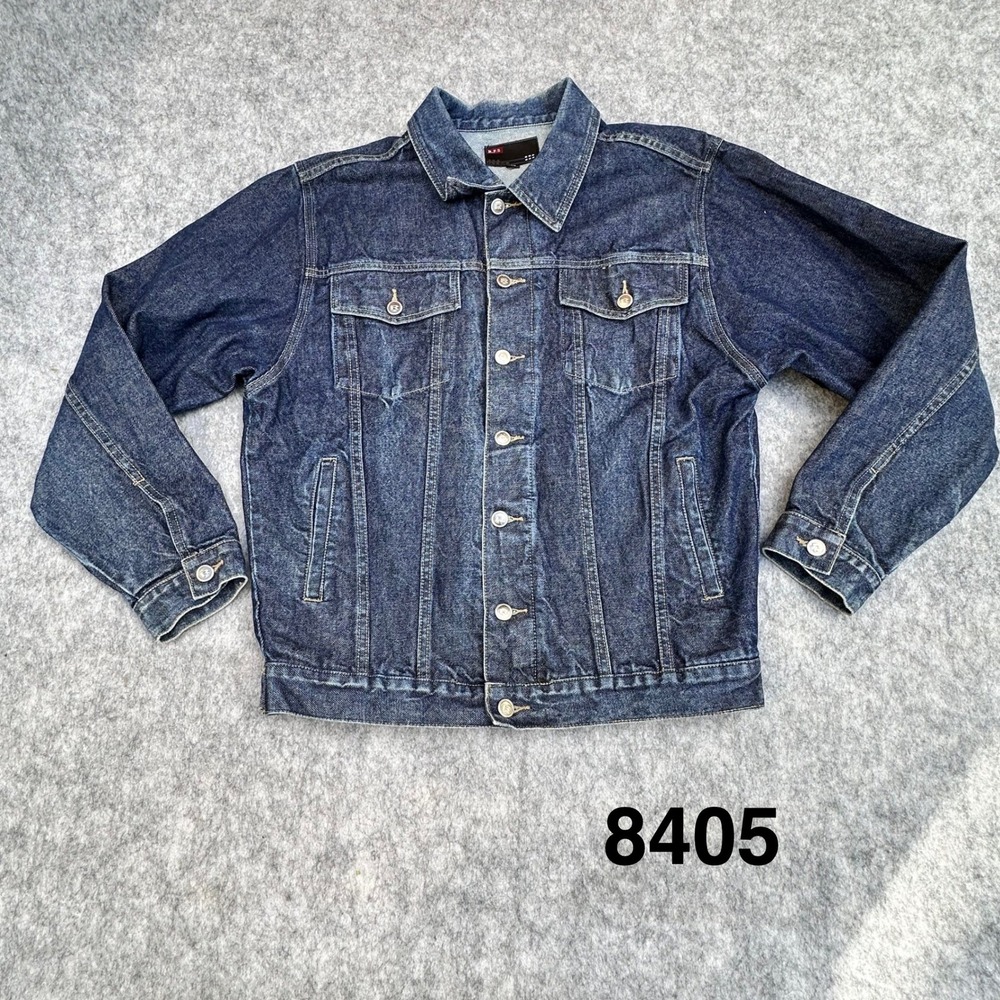 R.F.S Jeans Mens Medium Dark Wash Denim Trucker Jacket Indigo Cotton - Picture 1 of 13